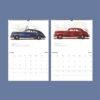 2027 wall calendar featuring vintage classic car illustrations