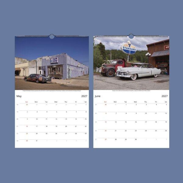 2027 wall calendar featuring vintage cars May and June