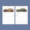 2027 vintage car wall calendar showing November and December