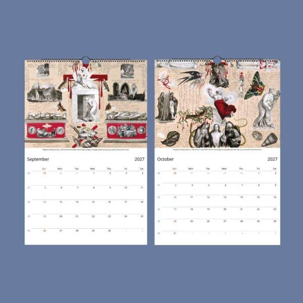 2027 wall calendar September October vintage collage artwork