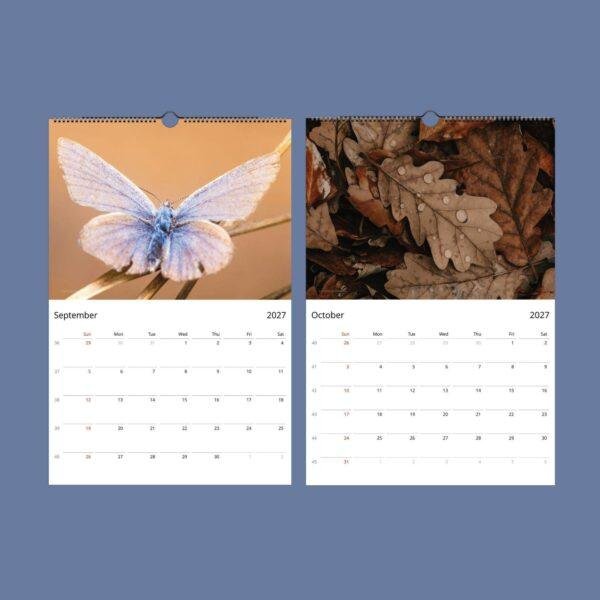 2027 nature wall calendar showing September and October pages