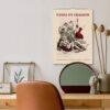 Veins of Crimson art calendar hanging above stylish desk