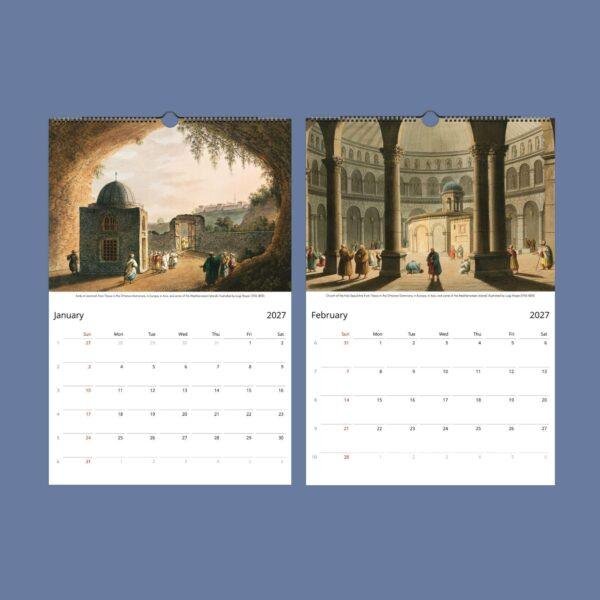 Mediterranean Art Wall Calendar – Luigi Mayer, Ancient Empire Illustrations, Semi-Glossy Paper