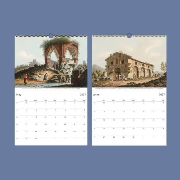Mediterranean Art Wall Calendar – Luigi Mayer, Ancient Empire Illustrations, Semi-Glossy Paper