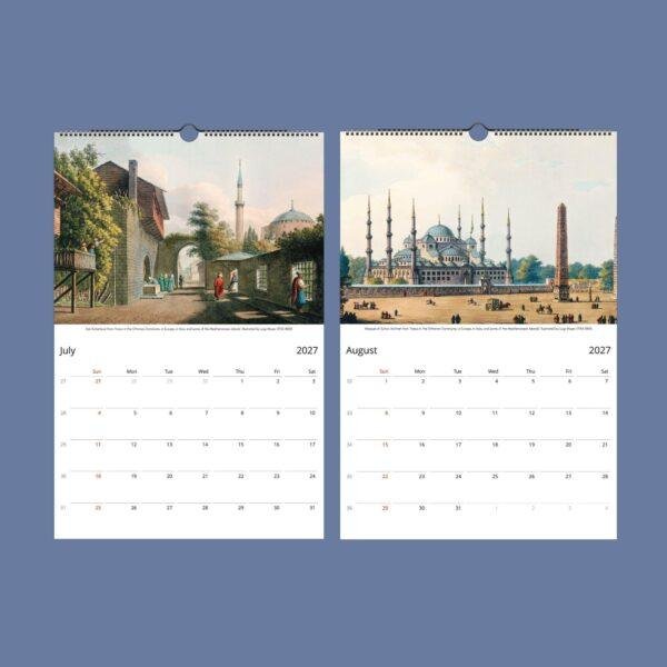 Mediterranean Art Wall Calendar – Luigi Mayer, Ancient Empire Illustrations, Semi-Glossy Paper