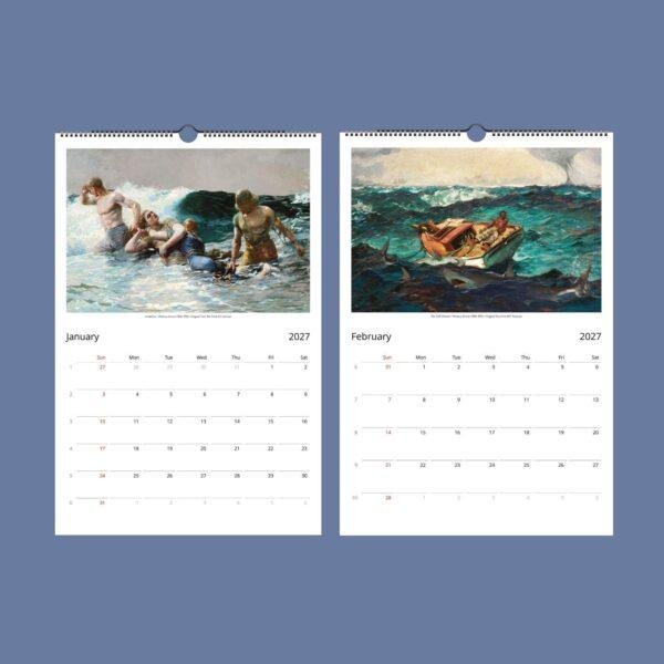 2027 wall calendar featuring Winslow Homer marine paintings