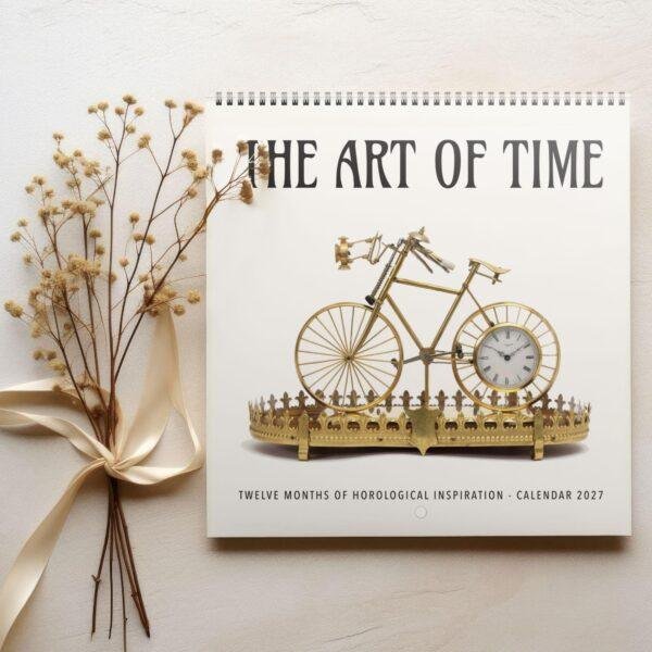 The Art of Time 2027 horological calendar with golden bicycle clock
