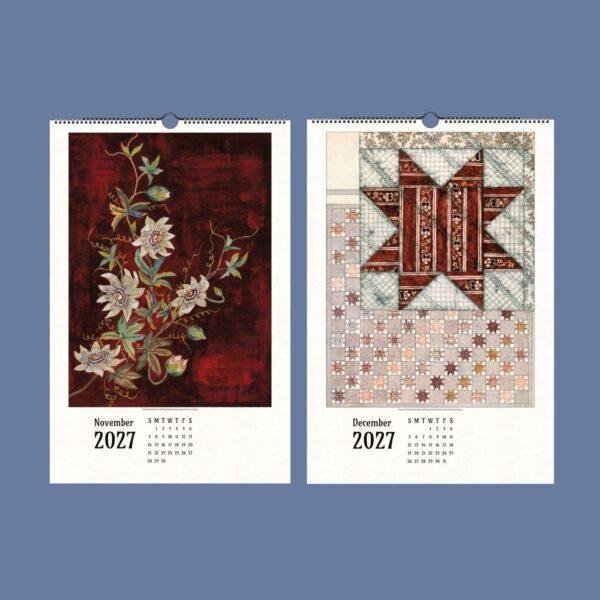 Two 2027 wall calendars featuring vintage art designs