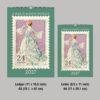 2027 artistic postage stamp wall calendar in two sizes