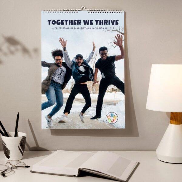 2027 diversity and inclusion wall calendar with jumping friends