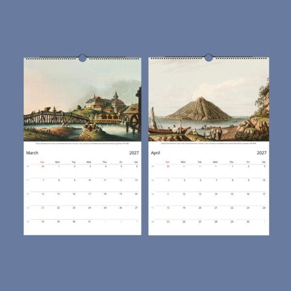 Mediterranean Art Wall Calendar – Luigi Mayer, Ancient Empire Illustrations, Semi-Glossy Paper