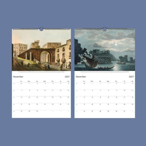 Mediterranean Art Wall Calendar – Luigi Mayer, Ancient Empire Illustrations, Semi-Glossy Paper