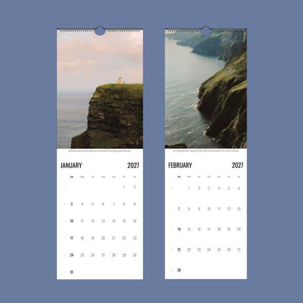 2027 wall calendar featuring Irish coastal cliffs photography