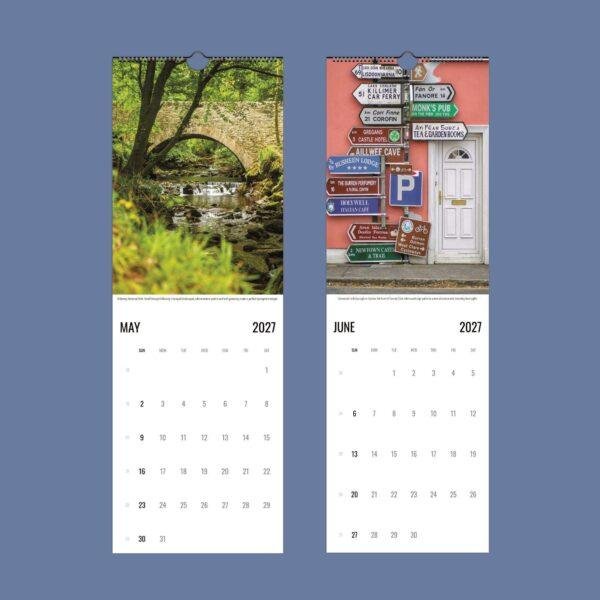 2027 Ireland wall calendar showing May and June pages
