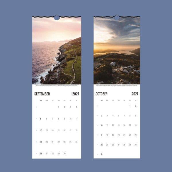 2027 wall calendar showing September and October Ireland landscapes