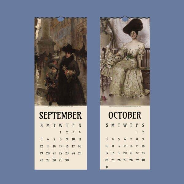 September and October wall calendars featuring Victorian-era paintings