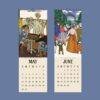 May and June wall calendar pages with vintage artwork illustrations