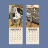 November and December wall calendar pages with vintage illustrations