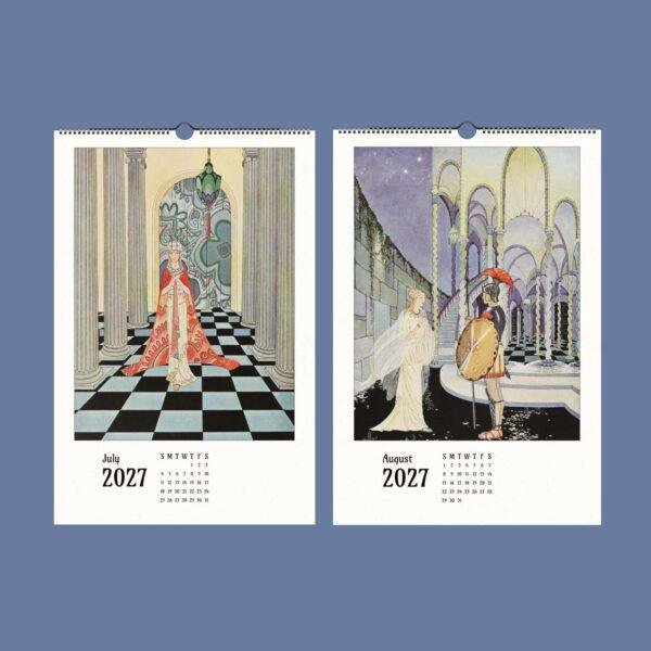 Two 2027 wall calendars with vintage fairy tale illustrations