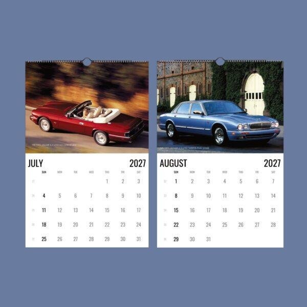 2027 Jaguar classic cars wall calendar July August pages