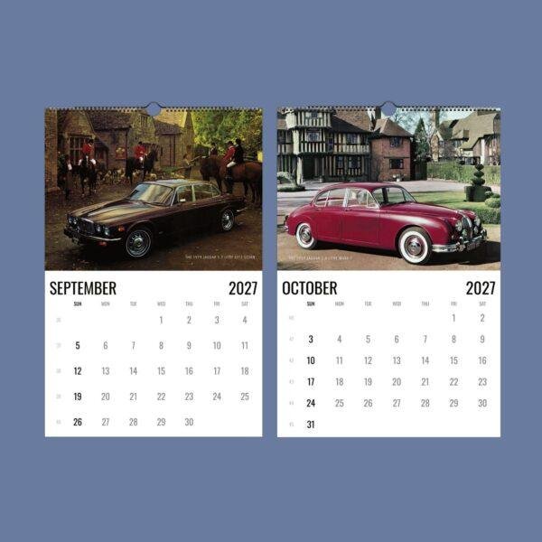 2027 Jaguar classic cars wall calendar September October