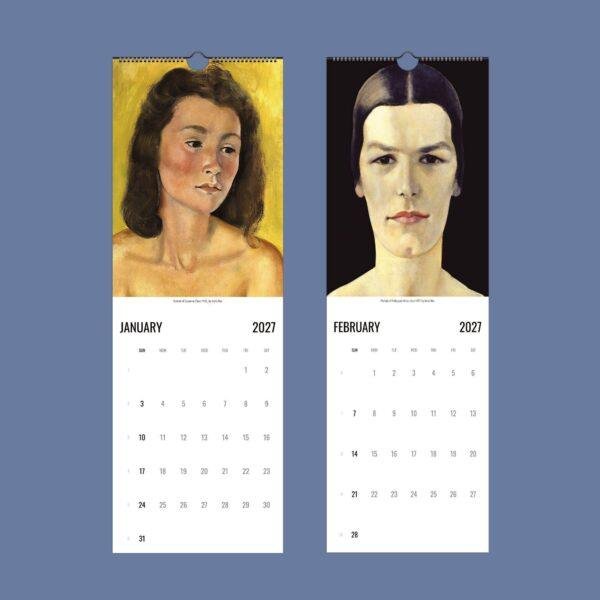 2027 wall calendar featuring classic portrait paintings for January February