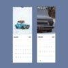 2027 wall calendar featuring vintage Soviet cars in winter