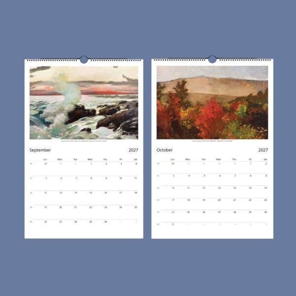 2027 wall calendar featuring Winslow Homer paintings September October