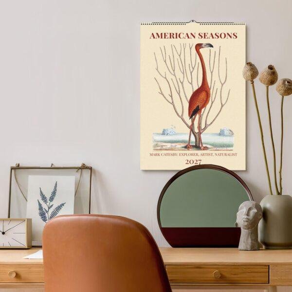 American Seasons 2027 wall calendar with flamingo illustration