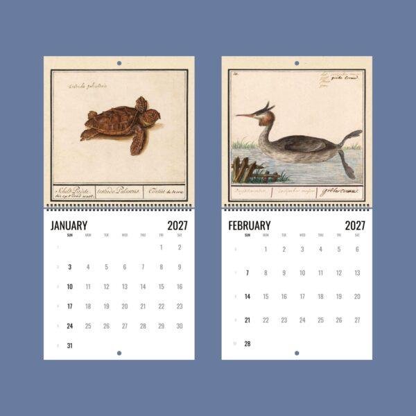 2027 wall calendar featuring vintage animal illustrations