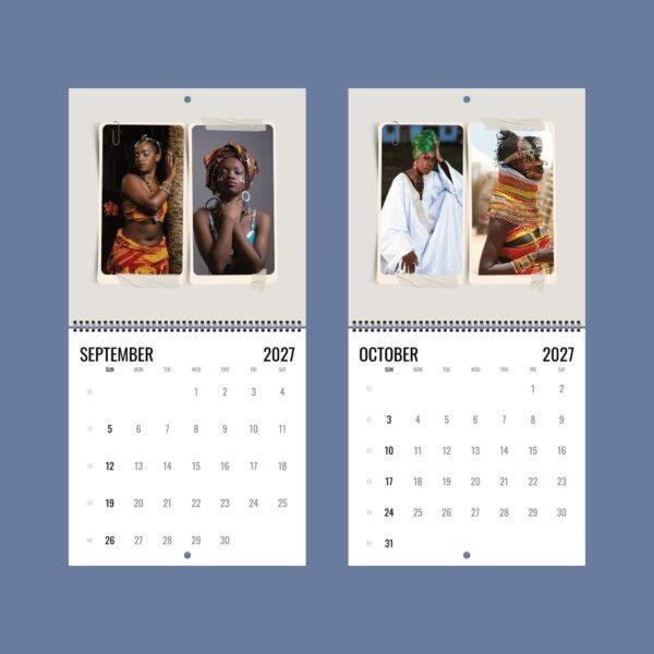 2027 wall calendar featuring African women in traditional attire