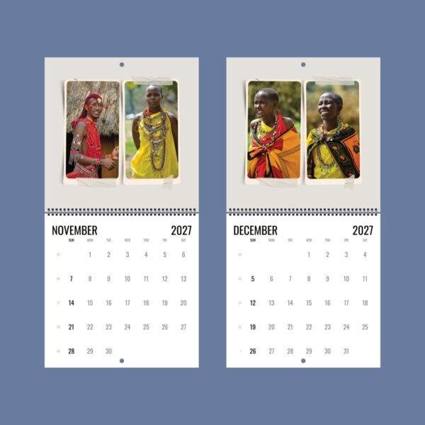 2027 wall calendar featuring Maasai women in traditional attire