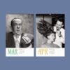 Vintage black and white photo calendar showing March and April