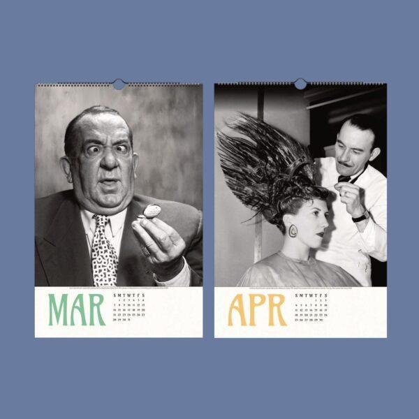 Vintage black and white photo calendar showing March and April