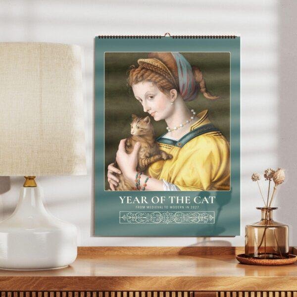 Year of the Cat 2027 wall calendar with Renaissance-style artwork
