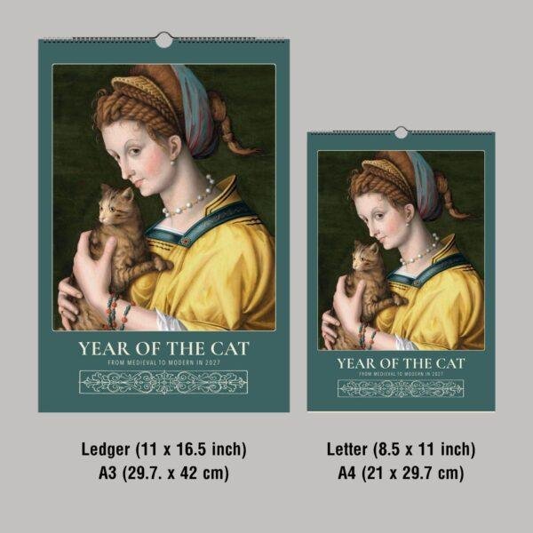 Year of the Cat 2027 wall calendar two size comparison