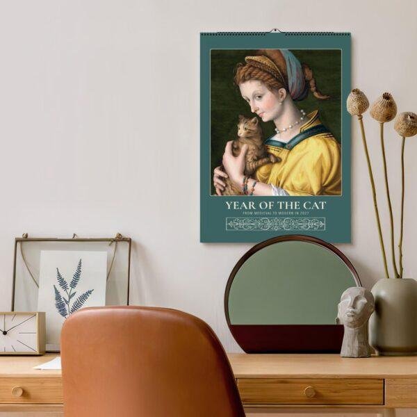 Year of the Cat 2027 wall calendar with Renaissance art