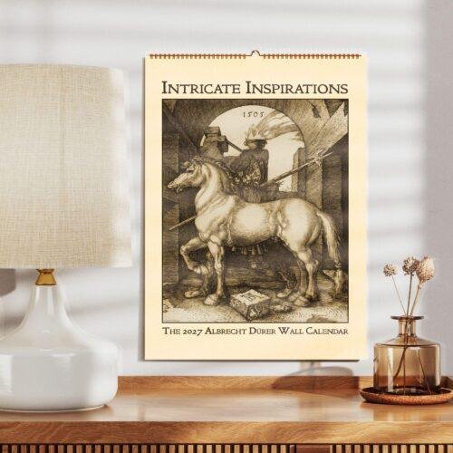 2027 Albrecht Dürer wall calendar featuring horse engraving