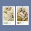 Vintage art wall calendars showing May and June months