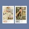 Vintage art nouveau wall calendars for November and December