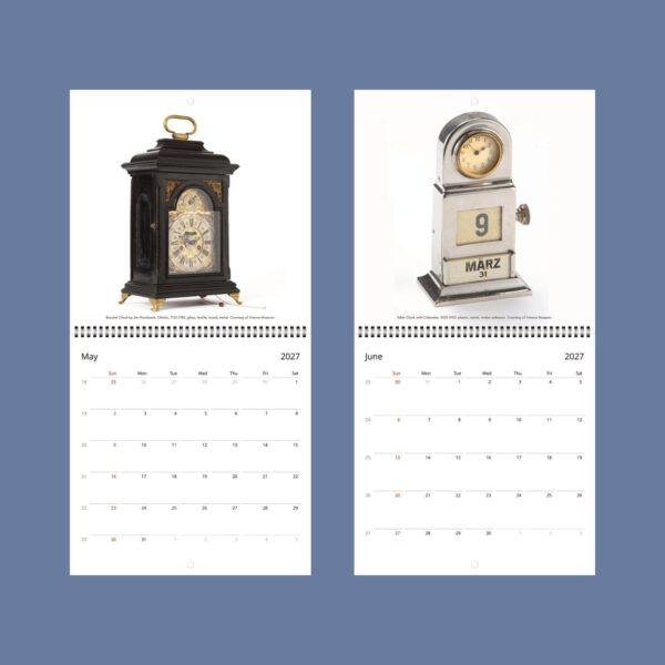 2027 wall calendar featuring antique clocks from Vienna Museum