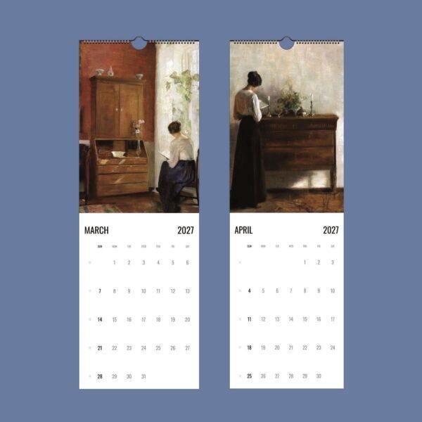 2027 wall calendar featuring classic painting artwork for March April
