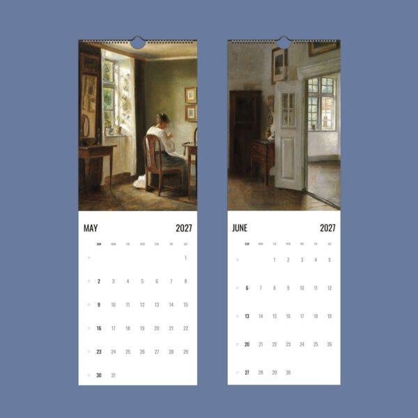 2027 wall calendar featuring classic interior paintings for May and June