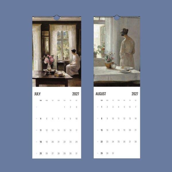 2027 wall calendar featuring classical paintings of women indoors