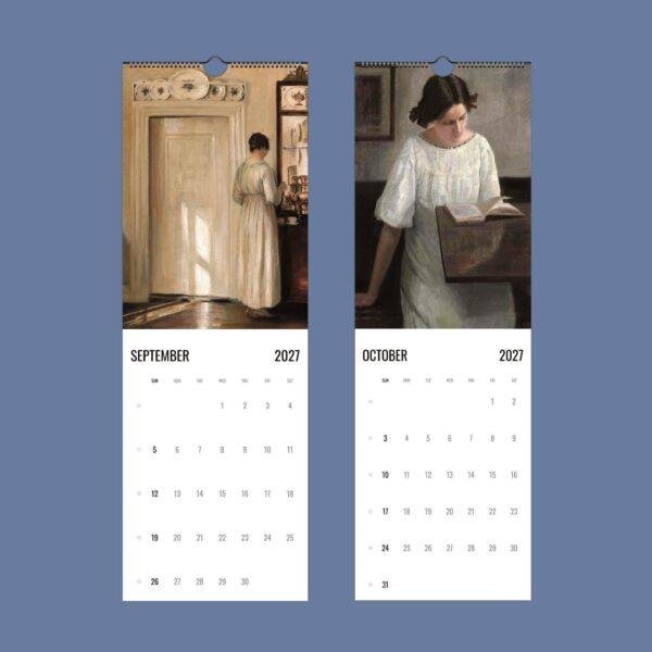 2027 wall calendar featuring classical paintings for September and October