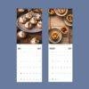 2027 wall calendar July August pages with pastry photos
