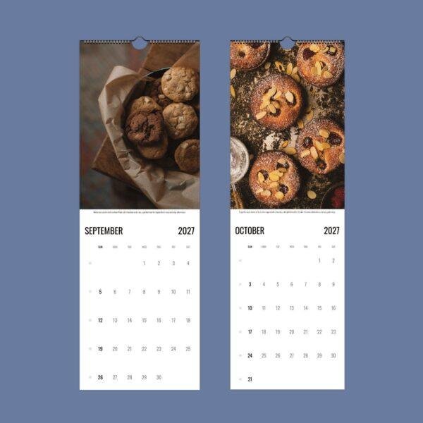 2027 wall calendar showing September and October baked goods