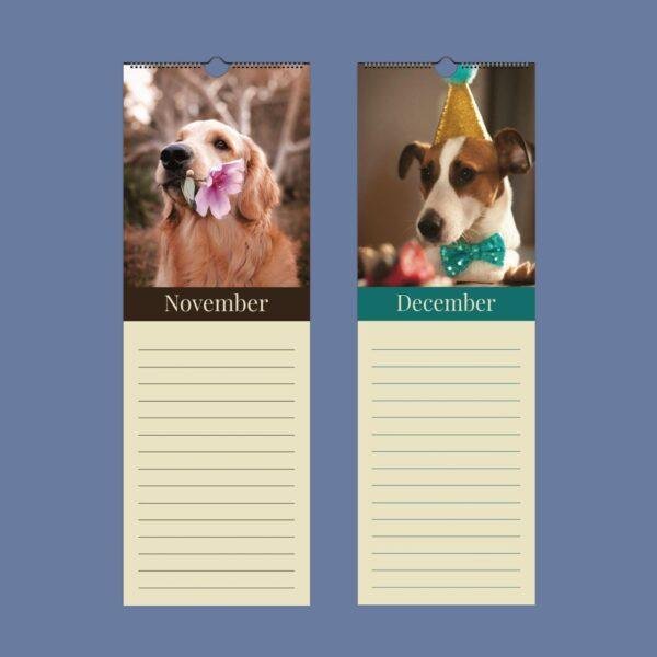 November and December dog calendar pages with adorable photos