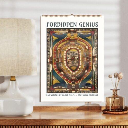 Forbidden Genius Adolf Wölfli 2027 wall calendar on desk
