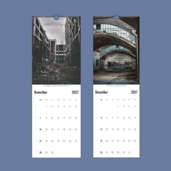 2027 wall calendar featuring abandoned buildings for November December